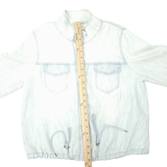 Chicos Button Front Jacket Womens Size 1 US M/8 Drawstring Washed Blue - Picture 5 of 16